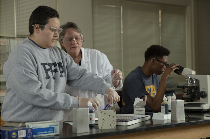 Michigan AFNR educator working with students